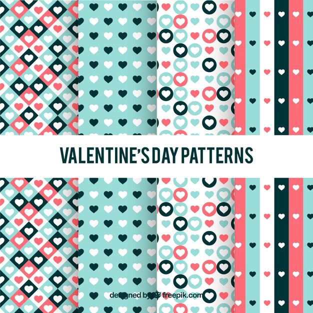 현대 그린 발렌타인 패턴 세트