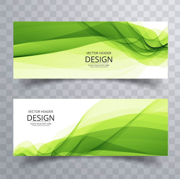 Free vector modern green wavy banners