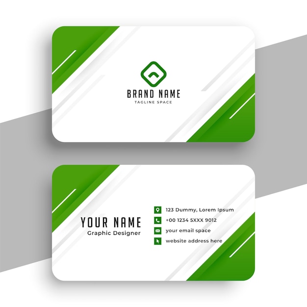 Free vector modern green and white business card design