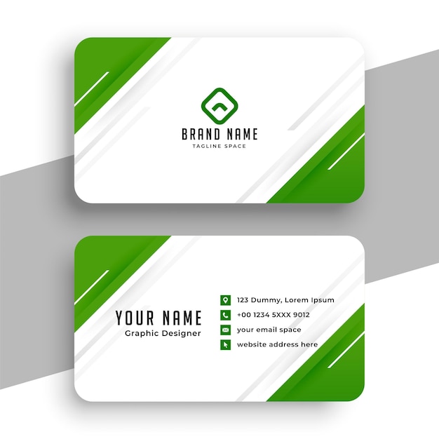 Современный зеленый и белый дизайн визитной карточки