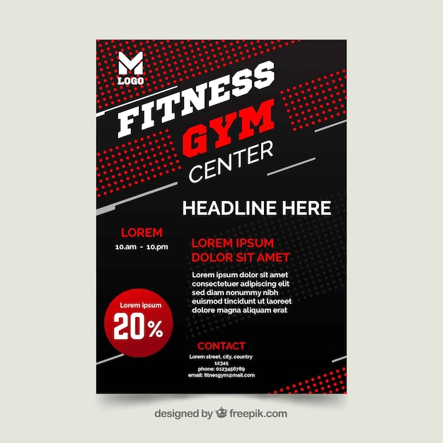 Modern gym flyer template with abstract design – Free vector download