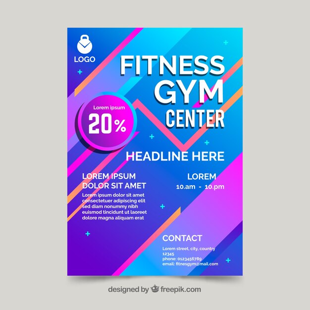 modern gym flyer template with abstract design