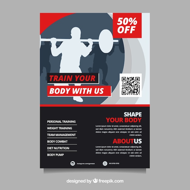 Modern gym flyer template with abstract design