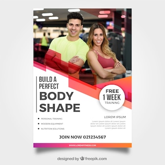 Modern gym flyer template with image