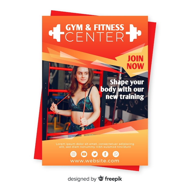 Modern gym flyer template with image
