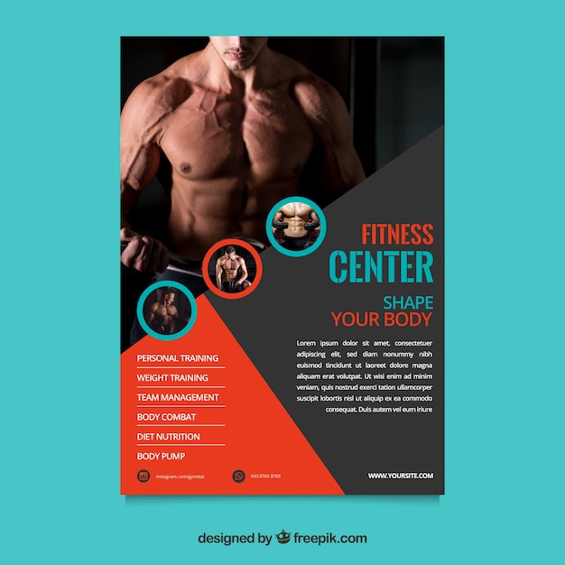 Free vector modern gym flyer template