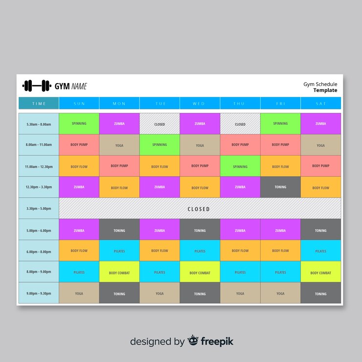 Free Vector modern gym schedule template with flat design