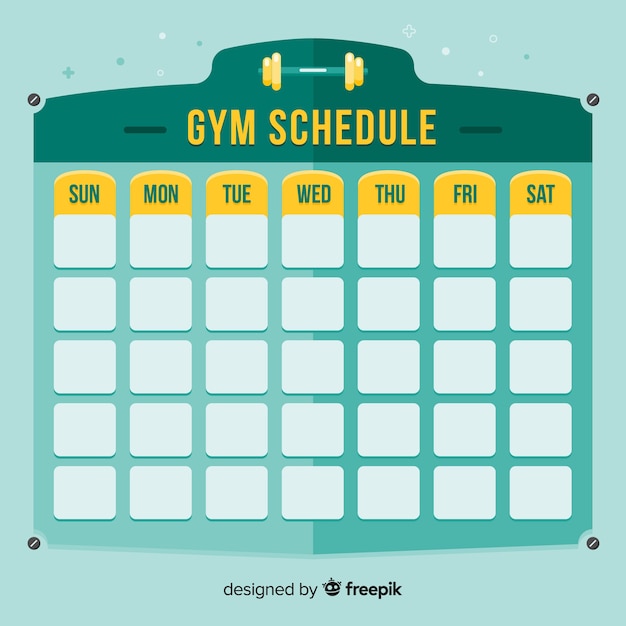 Modern gym schedule template with flat design