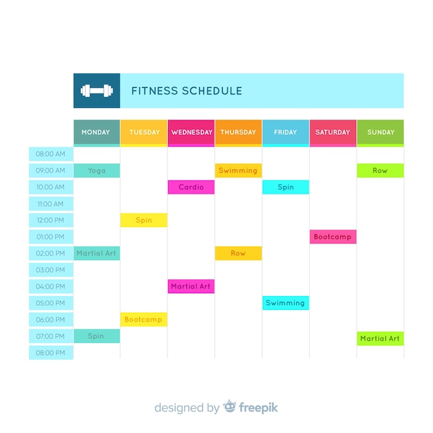 Modern gym schedule template with flat design