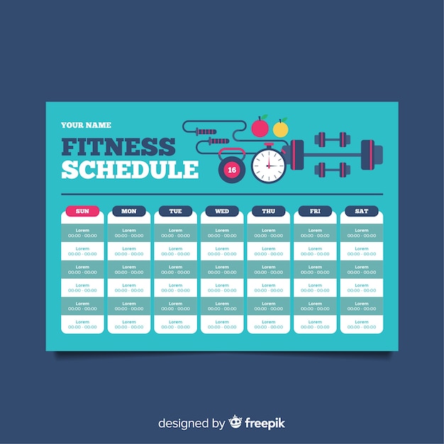 Free vector modern gym schedule template with flat design