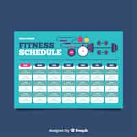 Free vector modern gym schedule template with flat design