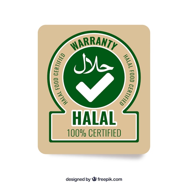 Modern halal stamp with flat design