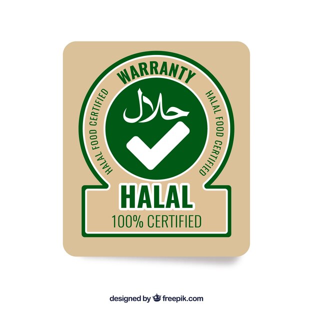 Modern halal stamp with flat design