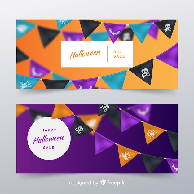Free vector modern halloween banners with realistic design