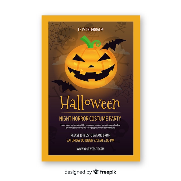 Modern halloween party poster template with flat design