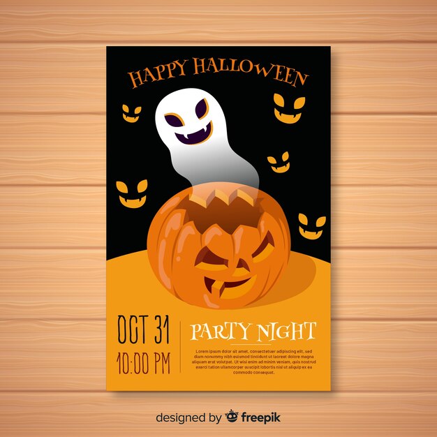 Modern halloween party poster with flat design