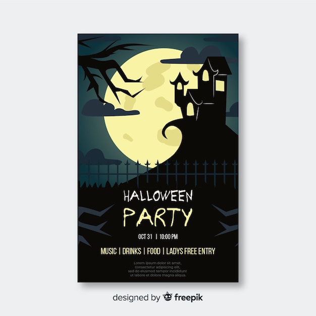 Modern halloween party poster with flat design