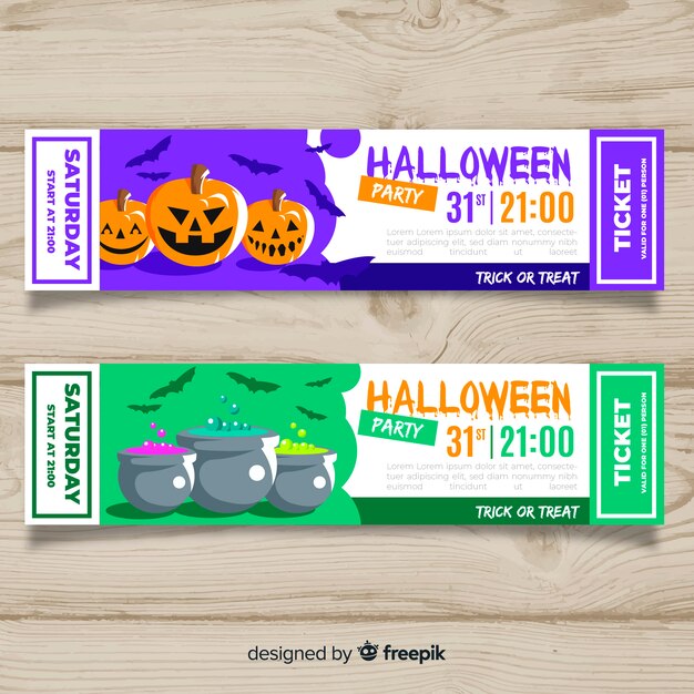 Free vector modern halloween tickets