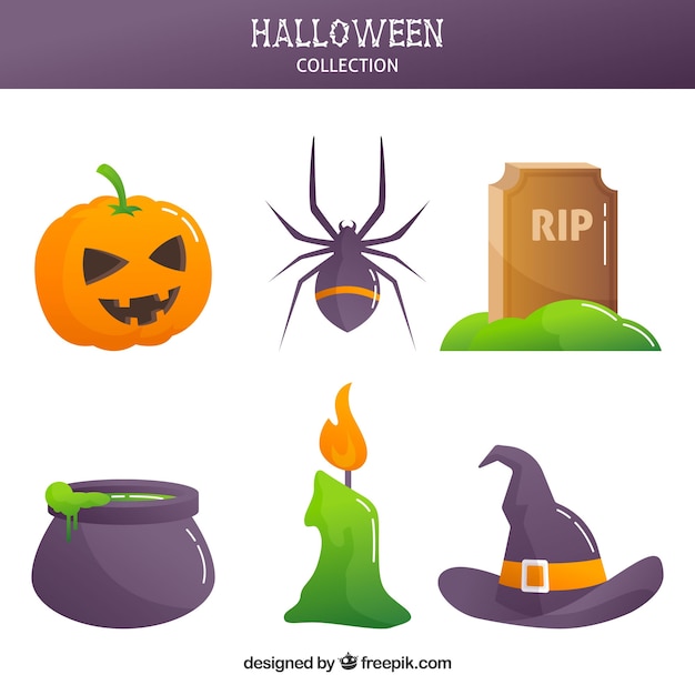 Free vector modern halloween variety with flat design