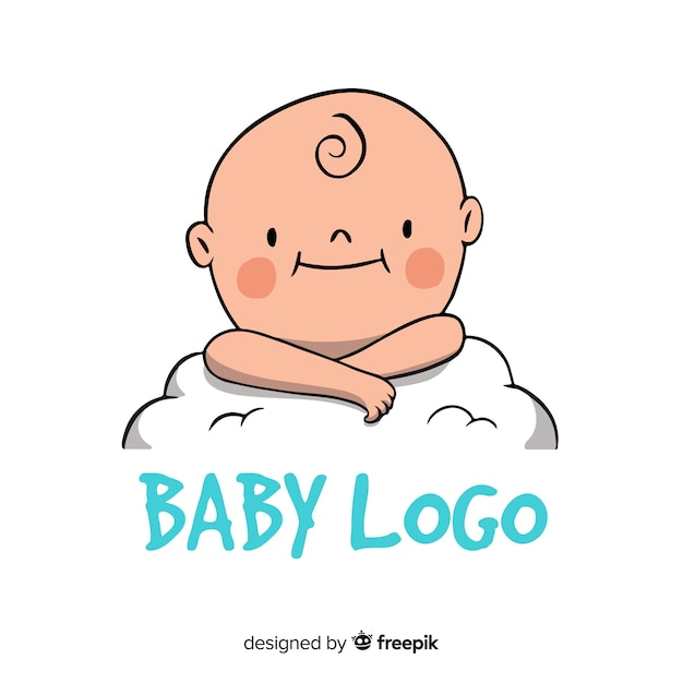 無料ベクター 現代手描きの赤ちゃんロゴテンプレート