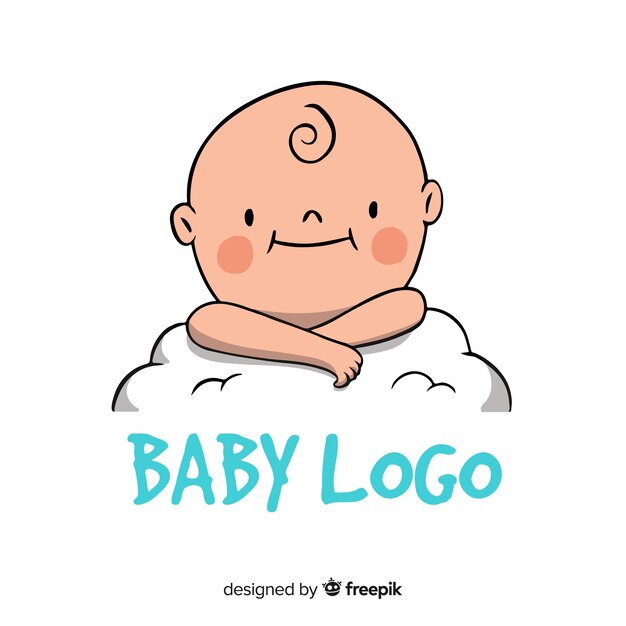Modern hand drawn baby logo template