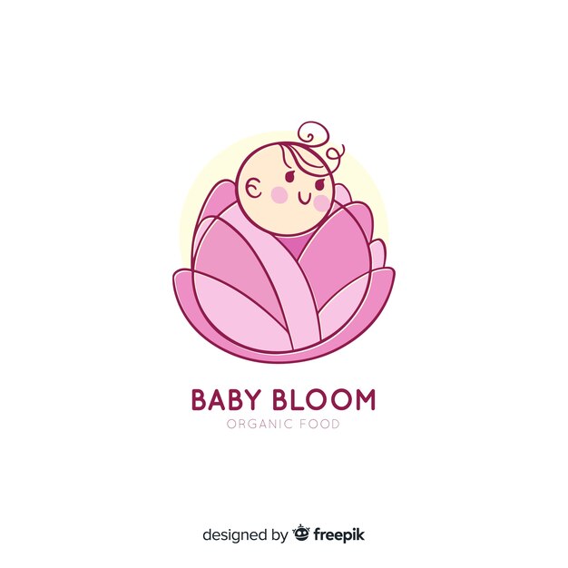 Modern hand drawn baby logo template