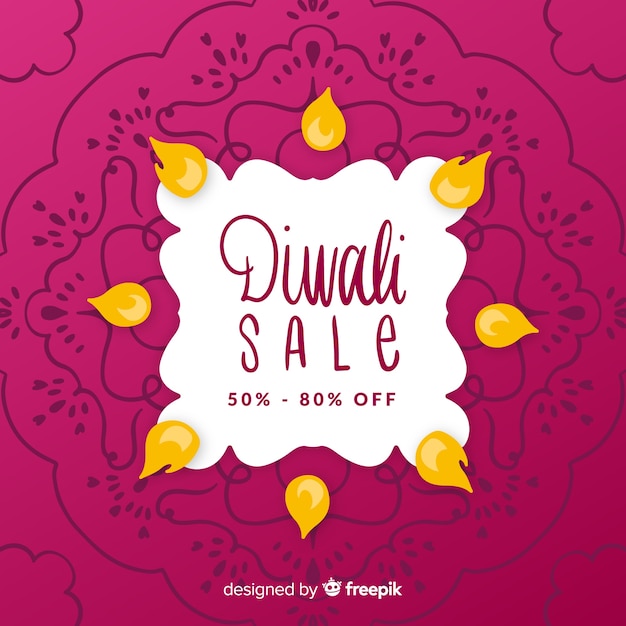 Vettore gratuito disegnato a mano moderna composizione di vendita di diwali