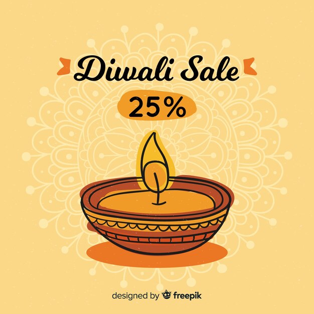 Free Vector modern hand drawn diwali sale composition