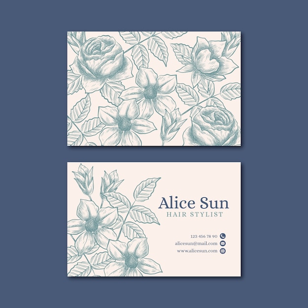 modern hand drawn floral company card template