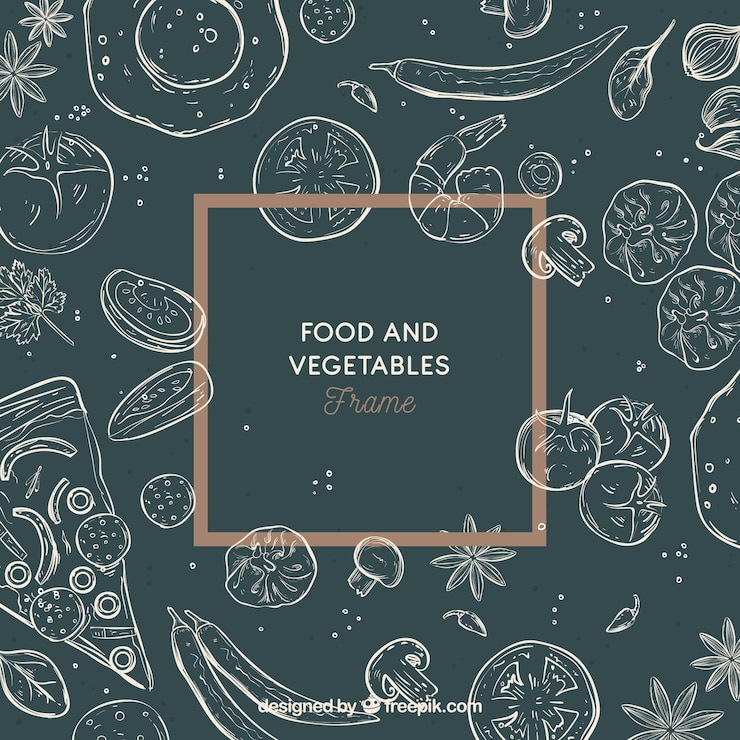 Free Vector modern hand drawn food frame