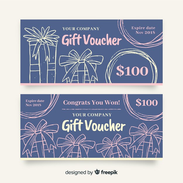 Modern hand drawn gift voucher template