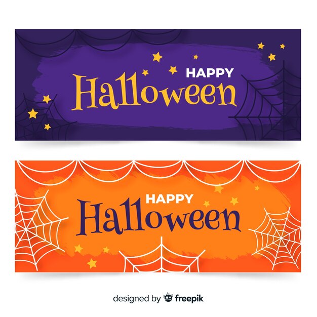 Modern hand drawn halloween banners 