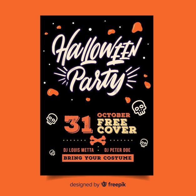 Manifesto di festa di halloween disegnato a mano moderna