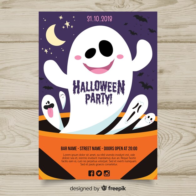 modern hand drawn halloween party poster