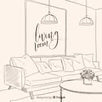 Free vector modern hand drawn living room