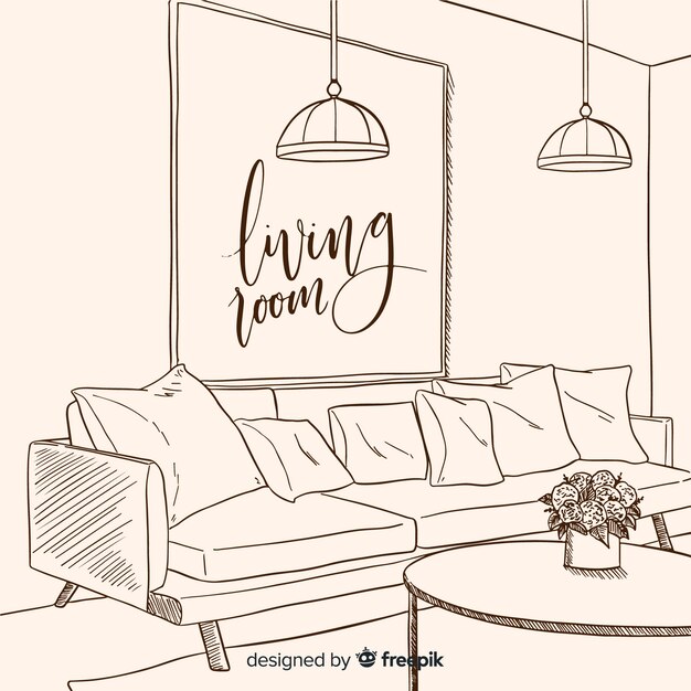 Modern hand drawn living room