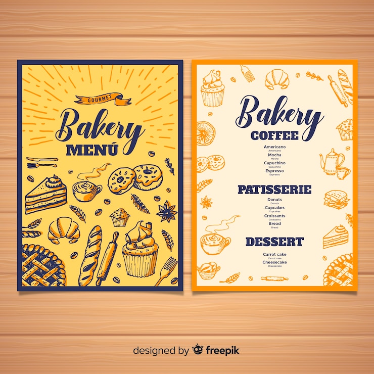 Free Vector modern hand drawn restaurant menu template