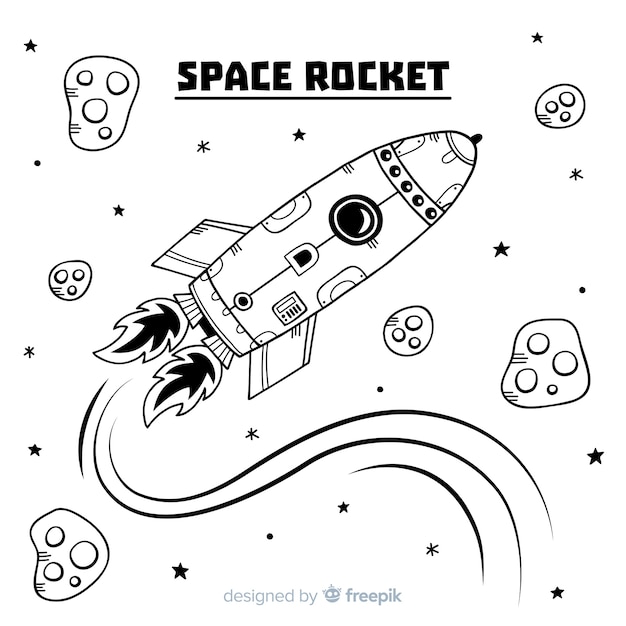 Free vector modern hand drawn rocket composition