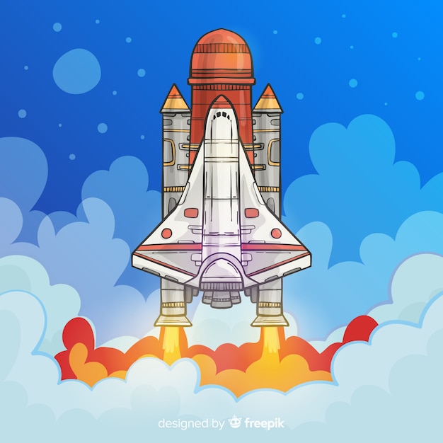 Free vector modern hand drawn rocket composition