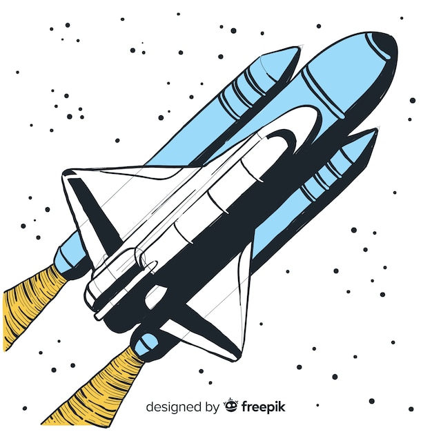 Rocket spacecraft is a contour 3d drawing Vector Image