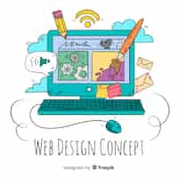 Vettore gratuito concetto di design web disegnato a mano moderna