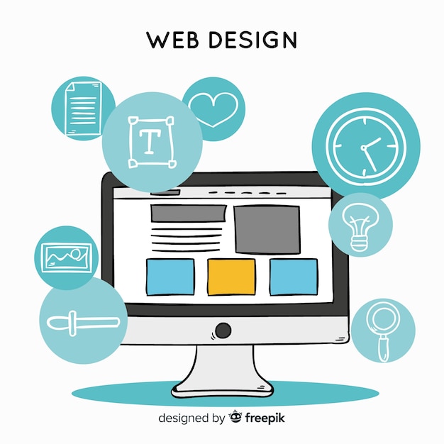 Бесплатное векторное изображение Современная концепция веб-дизайна ручной работы