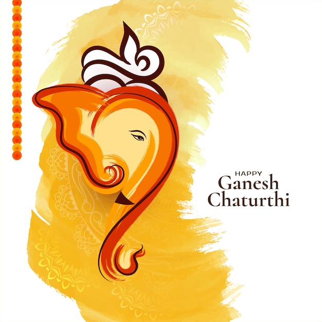 Vettore gratuito vettore moderno della carta di celebrazione del festival indiano happy ganesh chaturthi