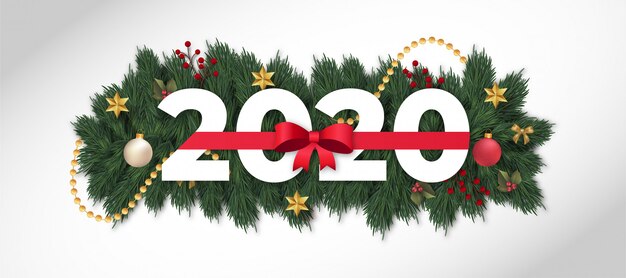 Современный С Новым годом 2020 с Красной Лентой