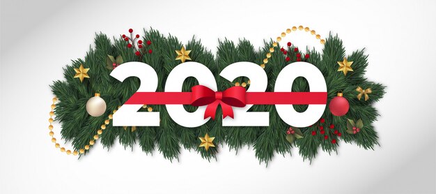 赤いリボンと現代の幸せな新年2020