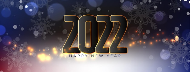 Free vector modern happy new year 2022 sparkling banner design vector