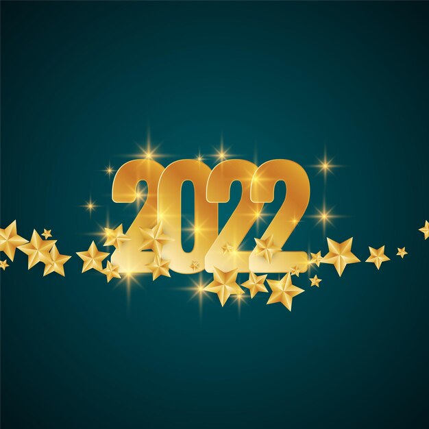現代の新年あけましておめでとうございます2022年輝く星の背景ベクトル