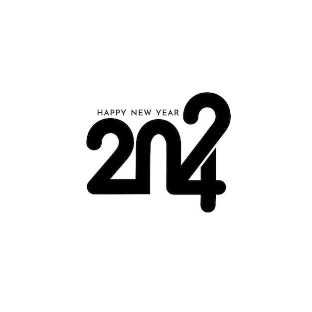 Free vector modern happy new year 2024 elegant text design on white background vector