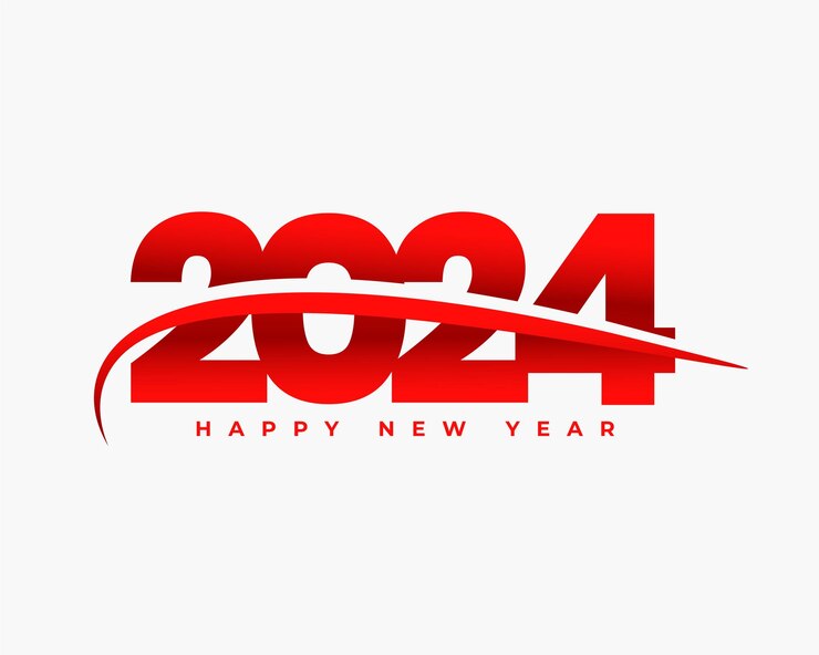 Free Vector modern happy new year 2024 greeting background design vector