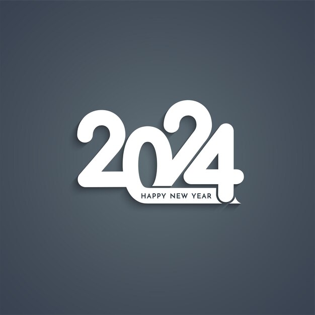 Modern Happy new year 2024 text design on dark background vector